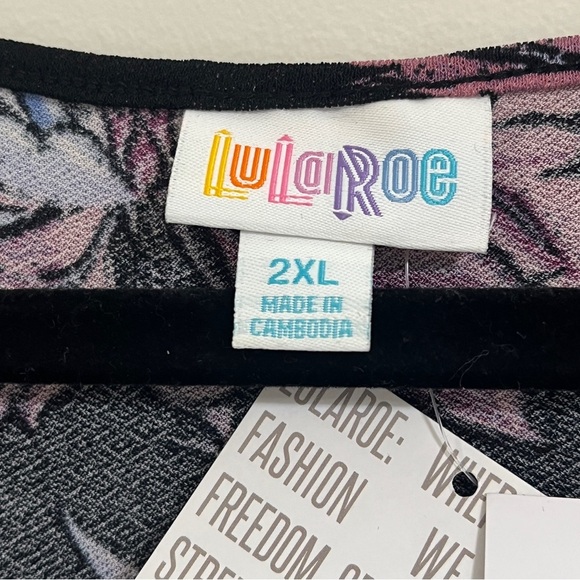 LulaRoe Women Evelyn Maxi Dress Bracelet-length Sleeves Black Purple Floral 2XL - Picture 9 of 13